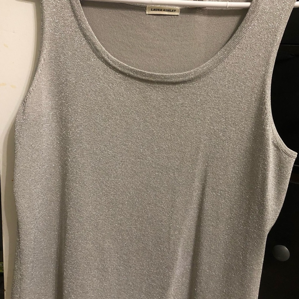 Laura Ashley Silver Metallic Sleeveless Tank Top